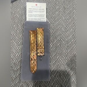 Michele Gold Textured Leather Watch Strap